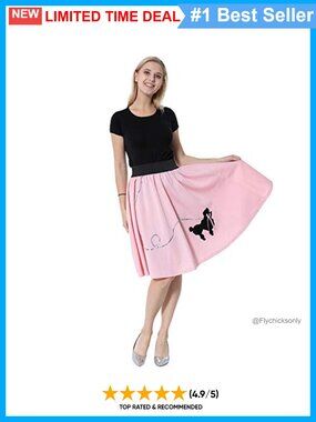 Retro High Waist Pleated Poodle Skirt Sequin Costume